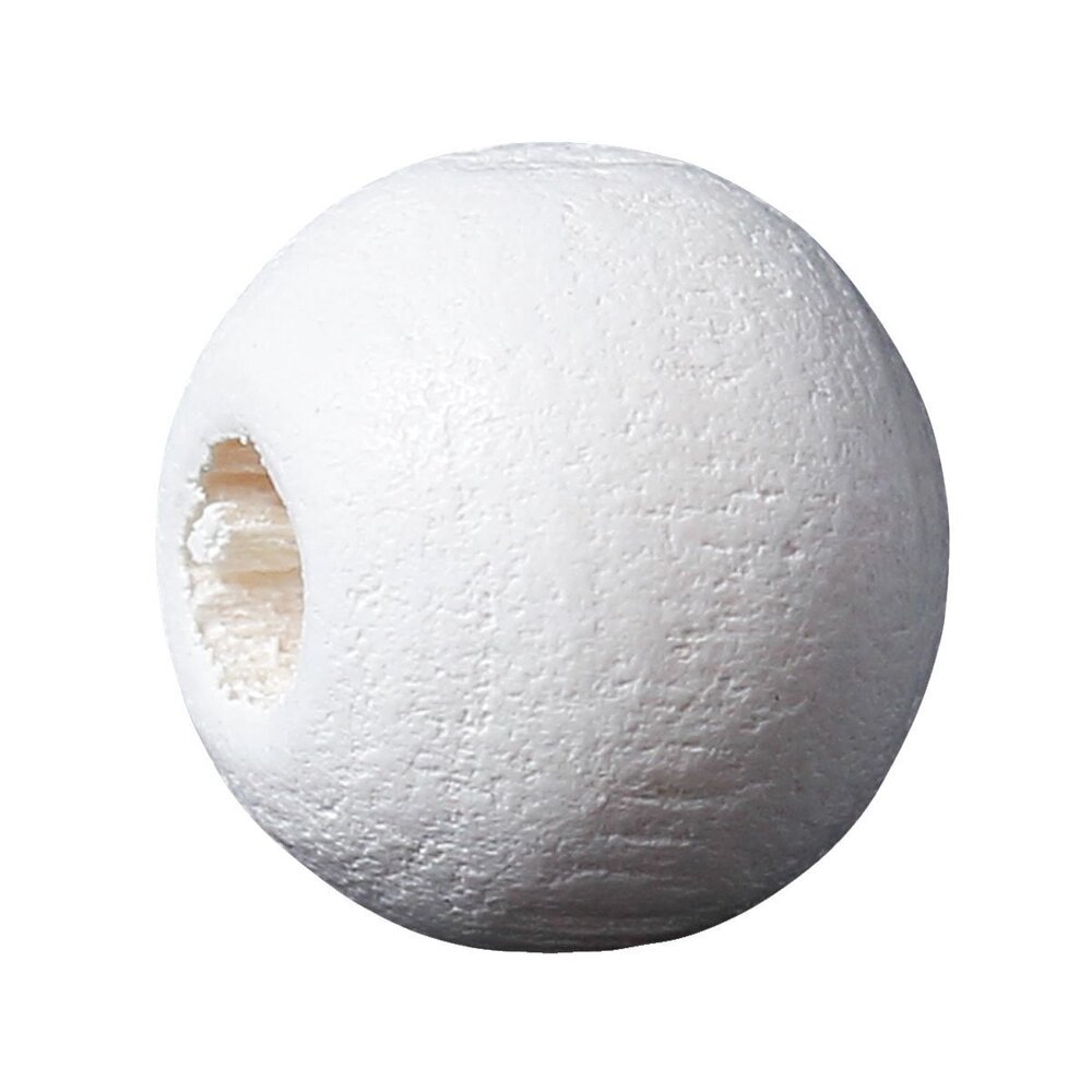 4961 1000 Painted White Round Wood Beads 8mm - Very Small - with 2mm Hole